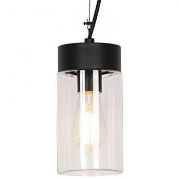 Lámpara colgante moderna negra IP44 JARRA de vidrio y acero inoxidable, adecuada para LED, máxima 1 x 40 vatios