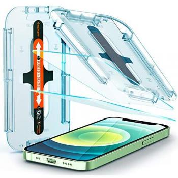 Protector de Pantalla de Cristal Templado Spigen EZ Fit para iPhone 12 Mini - 2 Pack con Marco de Montaje