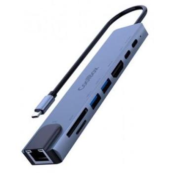 CoolBox MiniDock C81 - Hub USB-C Aluminio con HDMI 4K, 2xUSB-A, PD 100W, SD/MicroSD y RJ45