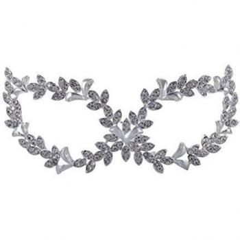 Tinksky Diamantes de imitación claro cristal Masquerade máscara plateado ajustable brillante fiesta joyas accesorios