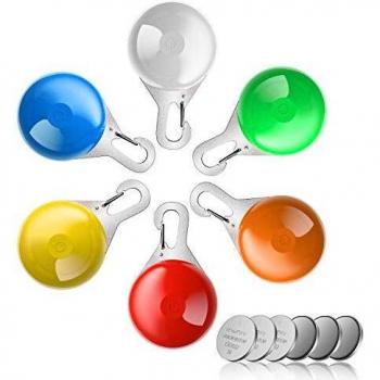 MENNYO Collar LED Perro, Luz Collar Luminoso Perro 6 Luces de Colores de Seguridad Luminoso Impermeable para Mascotas por Caminar por la Noche, 6 Pilas + 6 Pilas de Repuesto