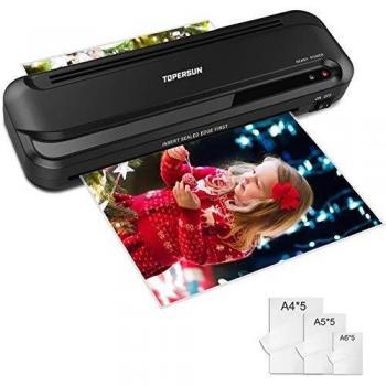 TOPERSUN A4 A5 A6 Laminadora Termica Negro platificadoras con Función ABS para el Uso en Colegio Oficina y Hogar con 15 bolsas de laminado