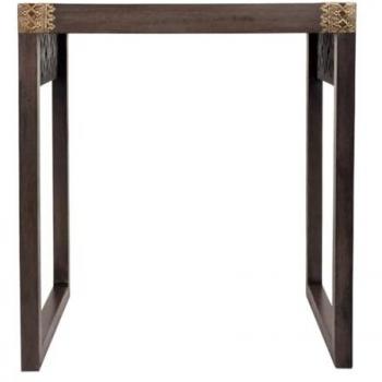 Mesa auxiliar de madera y metal gris dorado 40 x 54 x 49 cm
