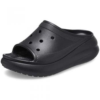 Chanclas unisex Crocs Crush Slide con plataforma, color negro, talla 41-42