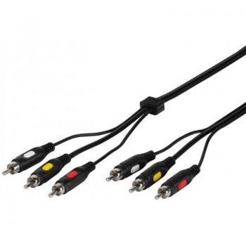 Cable de Audio/Vídeo 3x RCA Macho a 3x RCA Macho 5m Negro