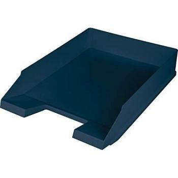 Bandeja para cartas DIN A4-C4 de plástico azul con asa y campo de rotulación H67xB254xT347 mm