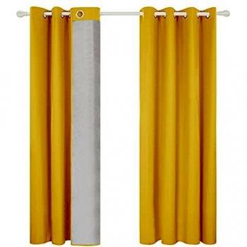 Deconovo Cortinas Termicas Aislantes Frio y Calor para Ventanas con Forro de Gris Plata 2 Paneles 117 x 183 cm Amarillo