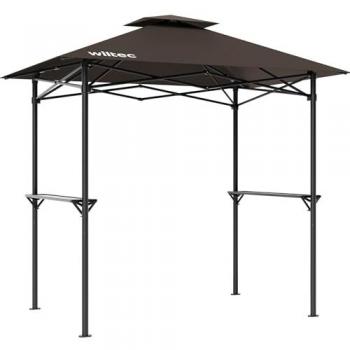 Carpa para Barbacoa Ventilada Color Café 2,45 x 1,52 m con 2 Estantes - Wiltec
