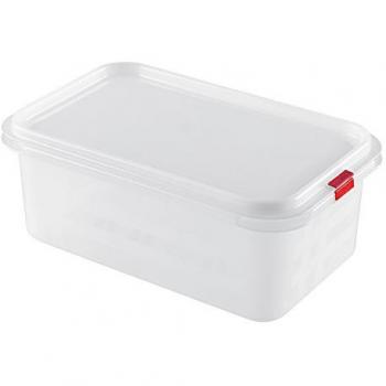 Fiambrera Rectangular de Plástico Great Plastic 3L - Contenedor Micro para Alimentos, Blanco, 26.5 x 16.2 x 10 cm