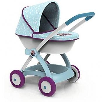 Smoby- Smboy – Cochecito Capota Plegable, Altura del Mango: 58 cm, para muñecas de hasta 42 cm, con Funda de Tela Lavable, para niños a Partir de 18 Meses, Color Blanco, Azul, Morado.