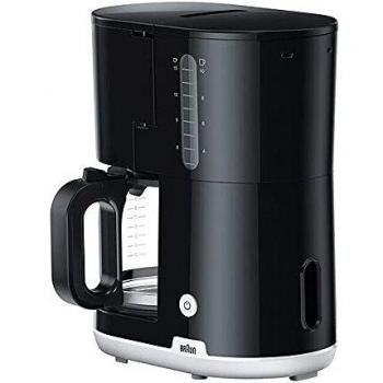 Braun Breakfast1 Cafetera de Filtro, AromaCafe, Sistema OptiBrew, Apagado Automático, Cafetera hasta 10 Tazas, Jarra de Vidrio Apta para el Lavavajillas, 1000W, Negro