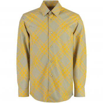 Burberry Men's Checked Cotton Shirt in Green, Size XL, Color B7363