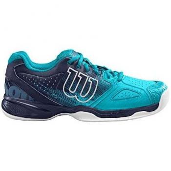 Wilson Kaos Devo Carpet, Zapatilla de Tenis para Pistas de Interior, tenistas de Cualquier Nivel para Hombre, Azul/Azul Claro/Blanco, 43 1/3 EU