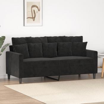 Sofá de 2 plazas terciopelo negro 140 cm Vidaxl