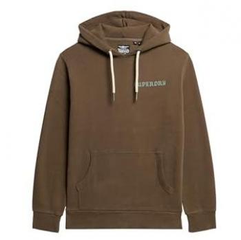 Superdry Men's Sustainable Dark Khaki Tattoo Graphic Hoodie Size L
