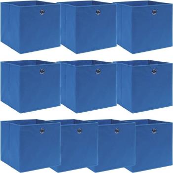 Cajas de almacenamiento con tapas 10 piezas de tela azul 32x32x32 cm