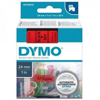 DYMO D1 - Etiquetas estándar - Negro sobre rojo - 24mm x 7m
