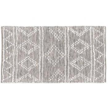 Alfombra Blanco Gris 60 % Algodón 40 % Poliéster 80 x 150 cm