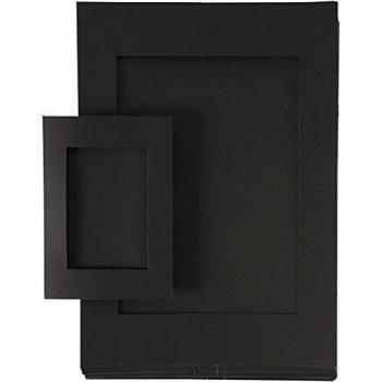 Marcos de passepartout, tamaño A4+A6, tamaño del agujero 6,5x12,5+16x21 cm, negro, 180 g, 120asstd