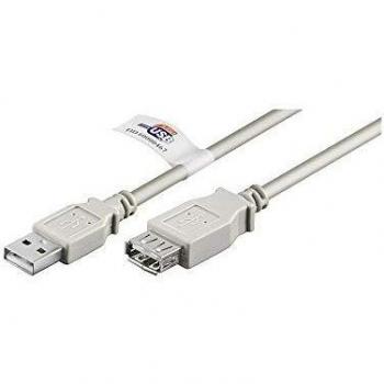Cable Alargador USB 2.0 A-A de 5m, Alta Velocidad, Certificado, Color Gris