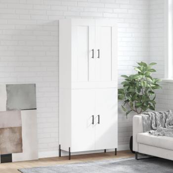 Aparador alto de madera contrachapada blanco 69,5x34x180 cm