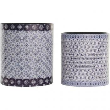 Set de papeleras de lienzo y madera DKD Home Decor (33 x 24,5 x 35,3 cm) (2 Piezas)