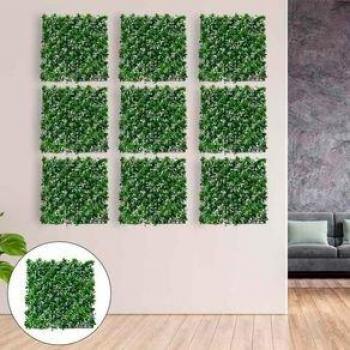 Jardín Vertical Artificial con Flores Verde/Blanco 50x50 cm