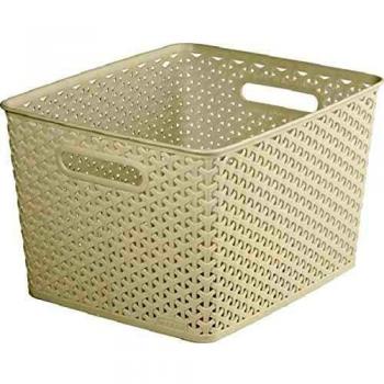 Curver - Cesta Organizadora Multiusos MyStyle L 18L. con Asas - Color Blanco Vintage
