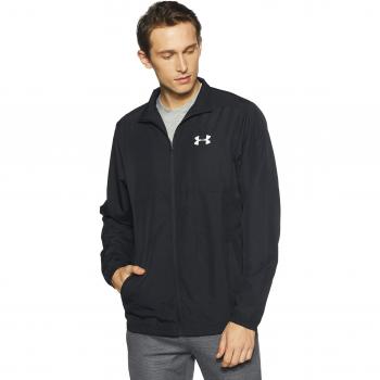 Under Armour Sport Style Woven Fz, Chaqueta para Hombre, Negro/Blanco, L