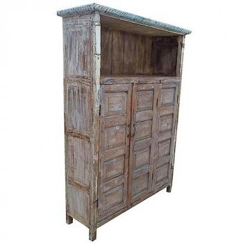 Estantería de Madera Marrón Artesanal con 2 Puertas 137x40x186 cm