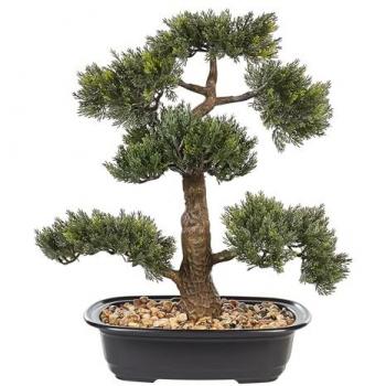 Planta Artificial Bonsái de Pino en Maceta para Interior - 44 cm, Decoración Plástica Verde