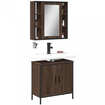 Conjunto de muebles de baño 2 piezas marrón madera roble multicapa
