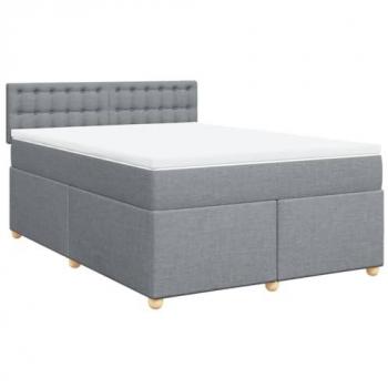 Cama box spring con colchón tela gris claro 140x190 cm