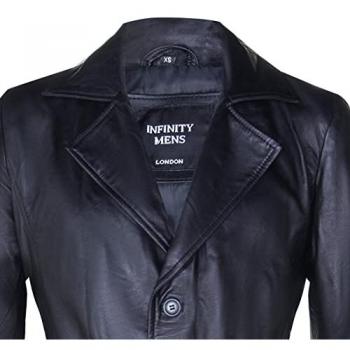 Infinity Leather Men's Classic Full Length Black Trench Coat - 3XL