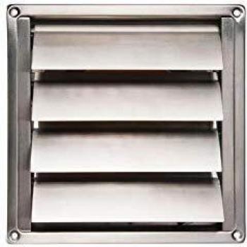 Rejilla de acero inoxidable para campana extractora Renson Ø125 mm - 180 x 180 mm - Con válvulas móviles - Capacidad 8,4 m³/h