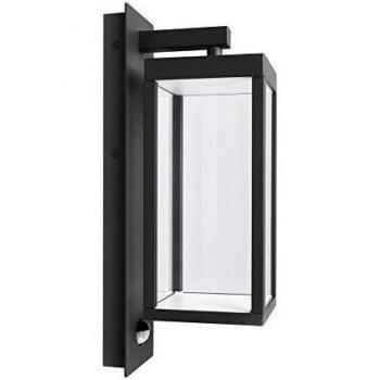 Aplique de pared exterior Lucande LED Ferdinand, gris, con sensor, moderno, hecho de aluminio, 1 llama