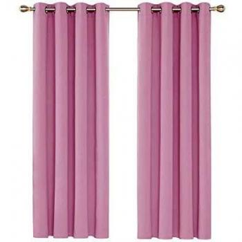 Deconovo Cortinas Salon Modernas Habitación Tela Suave Gruesa para Ventanas Juvenil con Ojales 2 Piezas 140x175cm Rosa