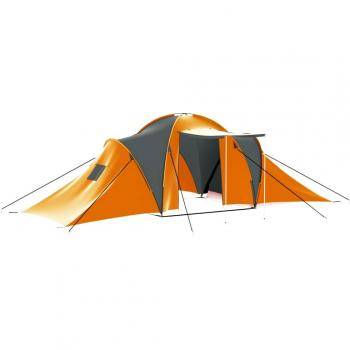 9-Person Fabric Camping Tent in Grey and Orange