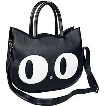 Banned Alternative Big Kitty Mujer Bolsa de Mano Negro, 100% Poliuretano,