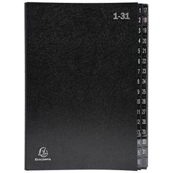 Clasificadores Ordonator Â® lomo extensible pestañas impresas, tamaño 25x33 cm para A4, carpeta de escritorio EXACOMPTA DIN A4 con 32 compartimentos, color negro, Exacompta