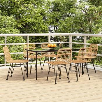 7-Piece Poly Rattan Garden Dining Set