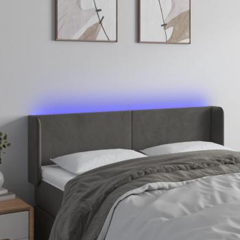 Cabecero LED de terciopelo gris oscuro 147x16x78/88 cm