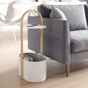 Umbra Bellwood White/Natural Storage Side Table with Shelf, Metal, 35x69x24 cm