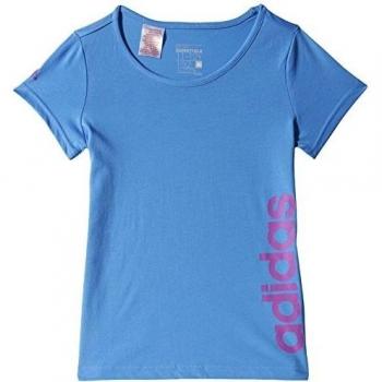 adidas YG ESS Lin Tee - Camiseta para niña, color azul / morado, talla 170