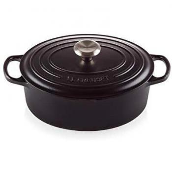 LE CREUSET Signature Enamelled Cast Iron Oval Casserole Dish With Lid, 27 cm, 4.1 Litre, Satin Black, 211782700