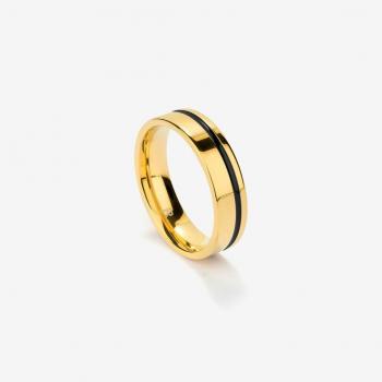 Anillo de Hombre Nogueiras de Acero Dorado y Negro Talla 22