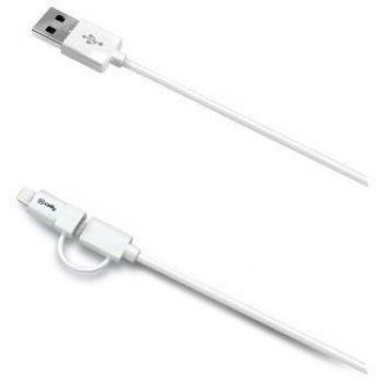 Celly USBML - Cable con MicroUSB y Adaptador de luz para Apple iPhone, Color Blanco
