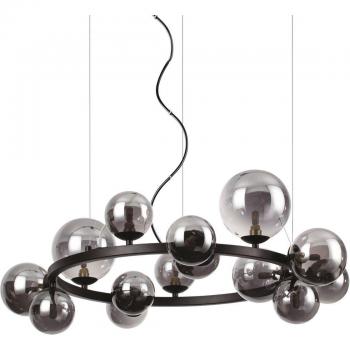 Lámpara colgante Perlage 14 luces, vidrio y metal en color negro, diámetro de 85 cm
