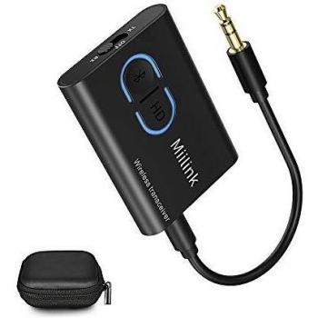 1Mii Transmisor Receptor Bluetooth Audio 2 en 1, Adaptador Bluetooth 5.0 TV con Jack 3,5mm, Transmisor Bluetooth Audio Aptx Baja Latencia Doble Enlace, Transmisor Bluetooth TV