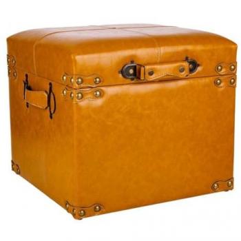 Taburete Cajón de Polipiel Naranja 38x38x35h cm